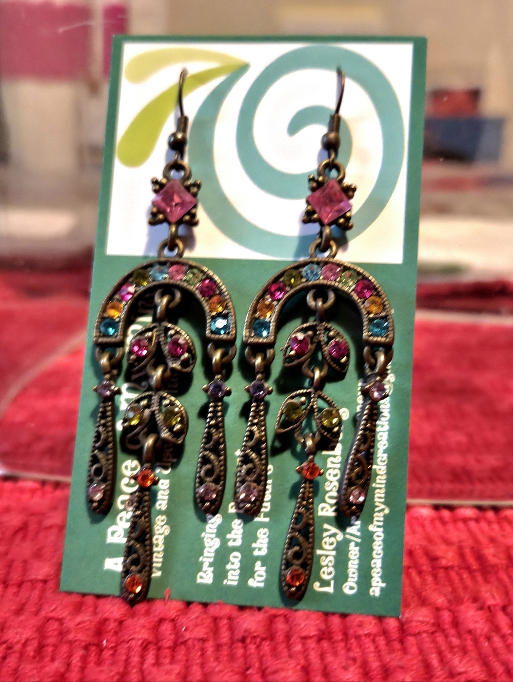 Vintage Rhinestone Turkish Chandelier Earrings Multicolor Pierced Prom Graduatio